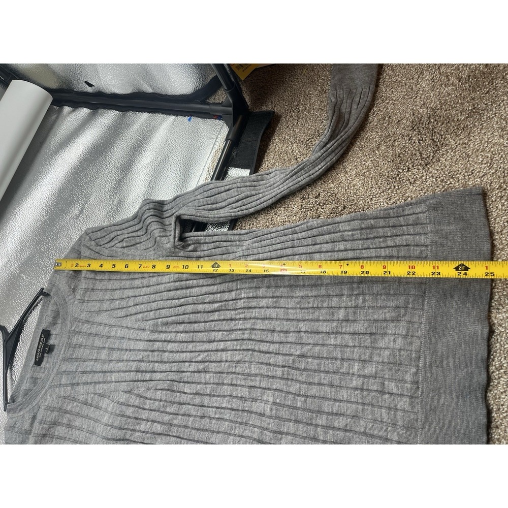 Banana Republic Grey Wide Rib Sweater Womens L 100% Merino Wool Capsule Workwear - Picture 5 of 6